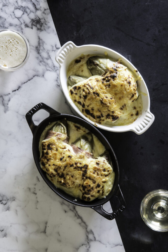 Witloof met kaas en hesp in de oven